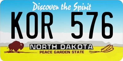 ND license plate KOR576