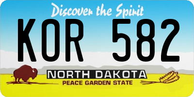 ND license plate KOR582