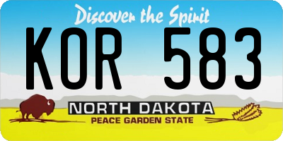 ND license plate KOR583
