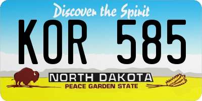 ND license plate KOR585