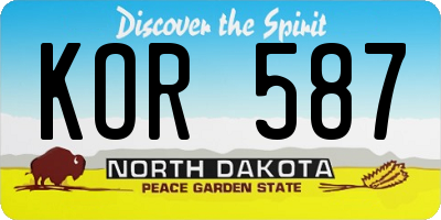 ND license plate KOR587