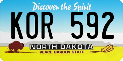 ND license plate KOR592