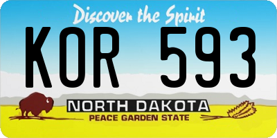 ND license plate KOR593