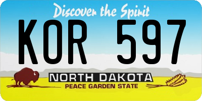 ND license plate KOR597