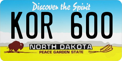 ND license plate KOR600