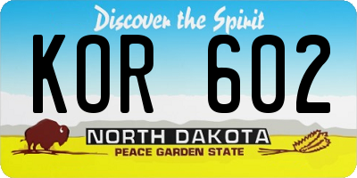 ND license plate KOR602