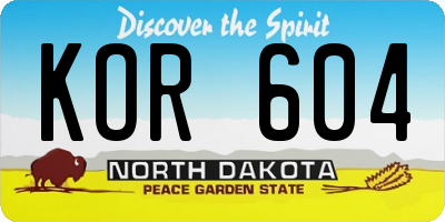 ND license plate KOR604