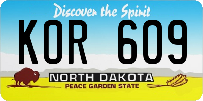ND license plate KOR609