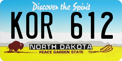 ND license plate KOR612