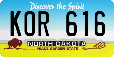 ND license plate KOR616