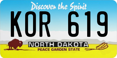 ND license plate KOR619