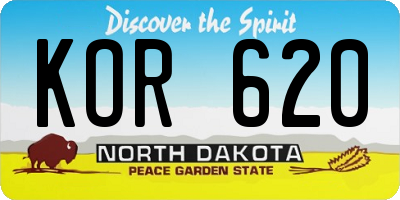 ND license plate KOR620