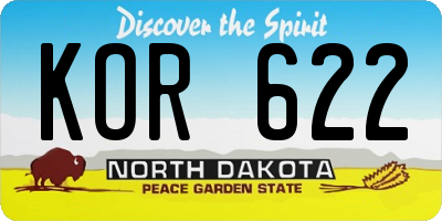 ND license plate KOR622