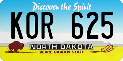 ND license plate KOR625