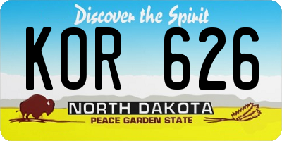 ND license plate KOR626