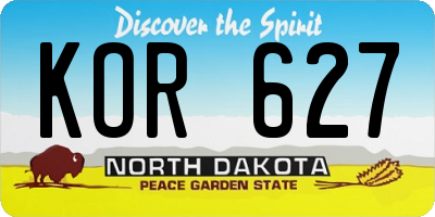 ND license plate KOR627