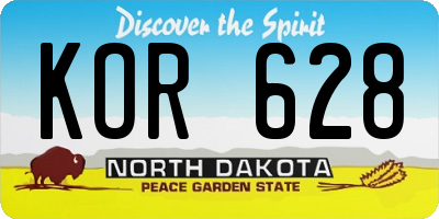 ND license plate KOR628