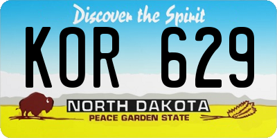 ND license plate KOR629