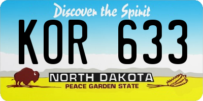 ND license plate KOR633