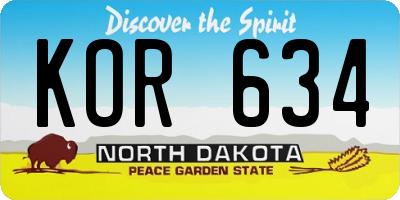 ND license plate KOR634