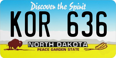 ND license plate KOR636