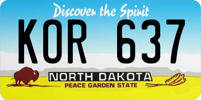 ND license plate KOR637