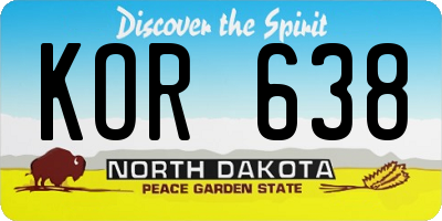 ND license plate KOR638