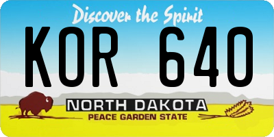 ND license plate KOR640