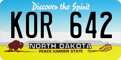 ND license plate KOR642