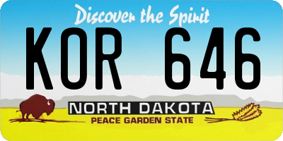 ND license plate KOR646