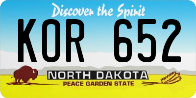 ND license plate KOR652
