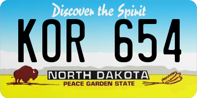 ND license plate KOR654