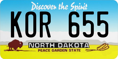 ND license plate KOR655