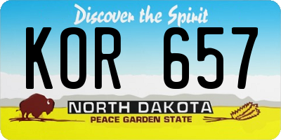 ND license plate KOR657