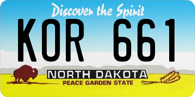 ND license plate KOR661