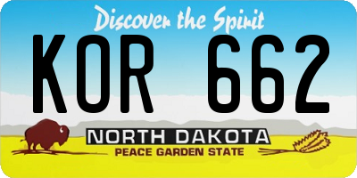 ND license plate KOR662