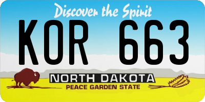 ND license plate KOR663