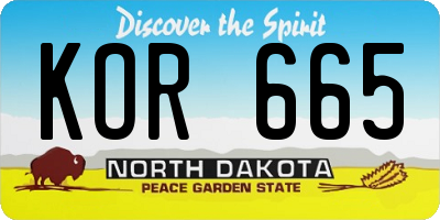 ND license plate KOR665