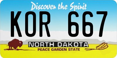 ND license plate KOR667