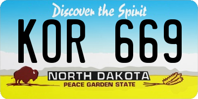 ND license plate KOR669