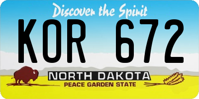 ND license plate KOR672