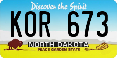 ND license plate KOR673