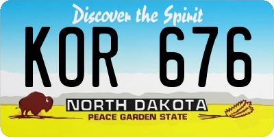 ND license plate KOR676