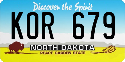 ND license plate KOR679