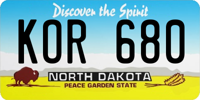 ND license plate KOR680