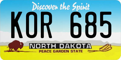ND license plate KOR685