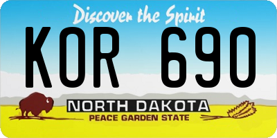ND license plate KOR690