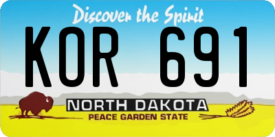 ND license plate KOR691