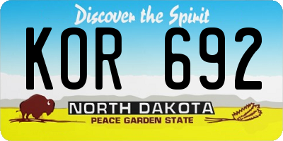ND license plate KOR692