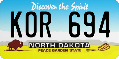ND license plate KOR694